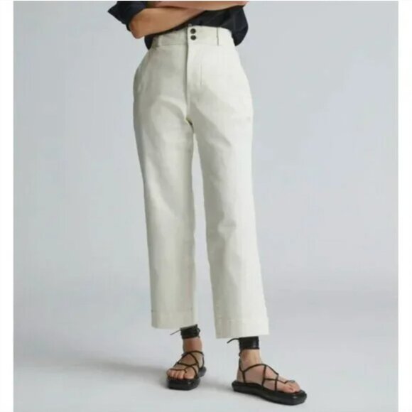 NWT Everlane The Organic Straight Leg Pant Womens 10 Bone - Picture 1 of 15
